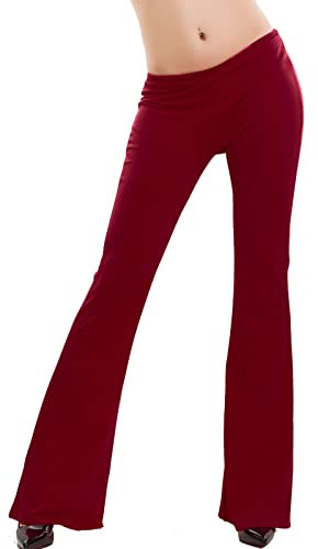 Toocool Pantalón de Mujer con diseño de Campana Ajustada con Pata de Elefante elástica Hot AS-2462 Burdeos Talla única