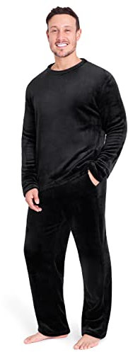 CityComfort Ensembles de Pyjama Homme Super Doux en Polaire 2 Pièces - Cadeau Homme (Noir, M)