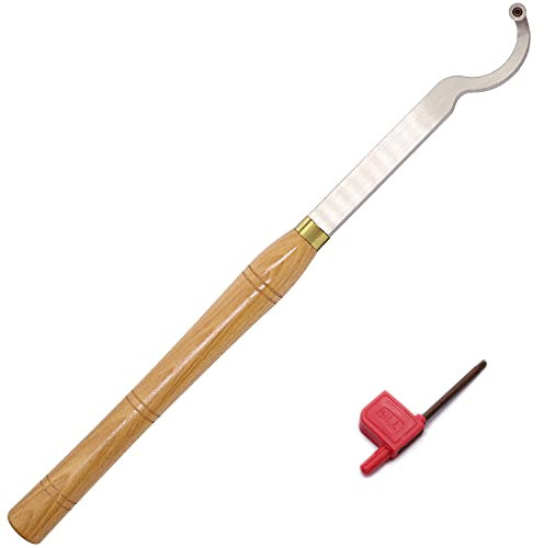 Schwanenhals-Hohlmeißel, Hartmetallbestückt, gebogener Drehmeißel, Werkzeugstange mit Ci3, 12 mm, runder Hartmetall-Einsatz, Schneider für Holzbastler oder Heimwerker oder Tischler, 50,8 cm