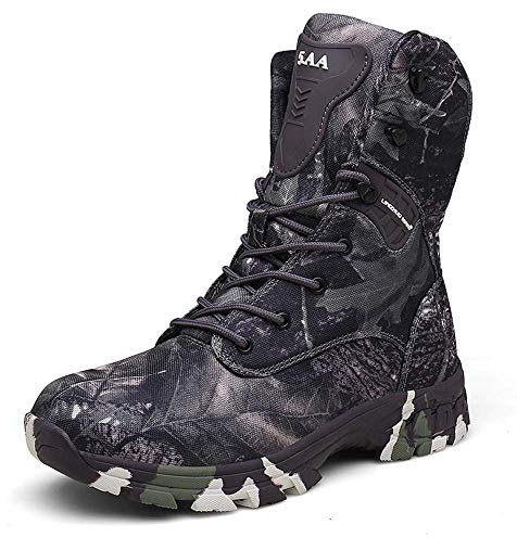 Bititger wasserdichter Militärstiefel für Herren, militärischer Outdoor-Wüstenstiefel, Kampfstiefel, Army-Stiefel, Sicherheits-Polizeistiefel, Leder mit Reißverschluss, - Q3grau - Größe: 42 2/3 EU