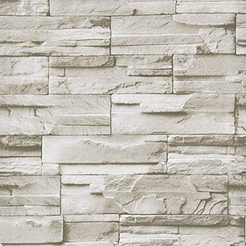 Wenmer Beige Stone Peel and Stick Wallpaper 17.7 x 78.7 3D Brick Wallpaper Faux Brick Wallpaper Brick Self Adhesive Removable Wallpaper Textured Stone Wall Paper for Kitchen Backsplash Walls
