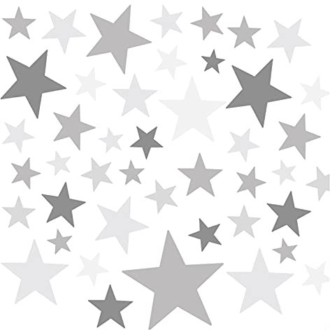 Little Deco 60 Sterne Wandtattoo Kinderzimmer Stars Wandsticker Set Aufkleber Wanddeko Spielzimmer Babyzimmer Kinder Schlafen Grau DL608