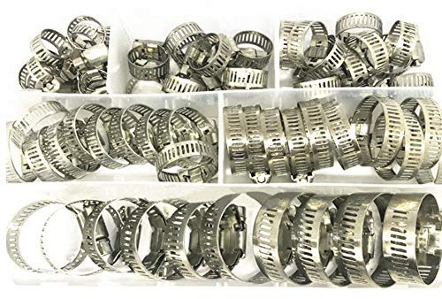 60 Stück Schlauchklemme Inklusive 7 Größen Verstellbare Rohrschellen, Edelstahl-Schlauchschellen Set Edelstahl-Schneckenantriebsrohre Schlauchschellenklemmen