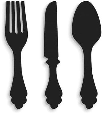 Posate Decorative da Parete in Legno Cucchiaio, Forchetta, Coltello, Decorazione Cucina Fatta a Mano Decorazioni per Casa| H60 cm