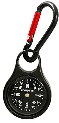Kompass Schlüsselanhänger,Kompass Karabiner Funktions-Karabiner Wandern Kompass Wasserdicht Kompass für Reisen Wandern Outdoor Camping und als Gadget Zum Überleben -Schwarz - PVC/Acryl/Silikon 1PCS