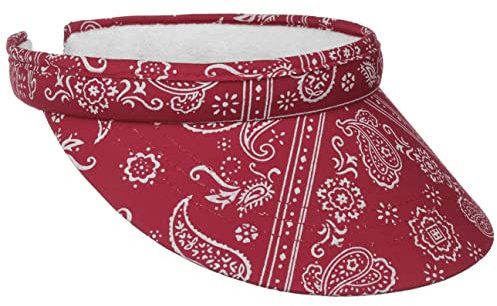 Lipodo Paisley Visor Damen One Size (55-59 cm) - Sommervisor aus 100% Baumwolle - Damenvisor mit Schweißband - Frühjahr/Sommer rot One Size