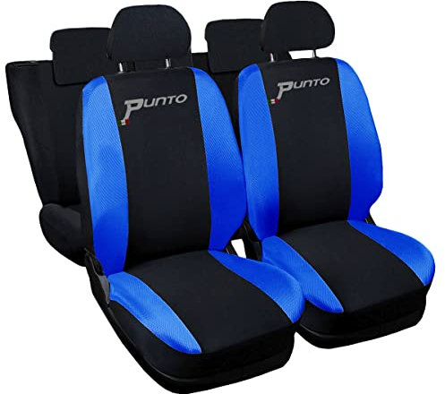 Auto Accessori Lupex | Coprisedili auto compatibili con Grande Punto (2005-2018) con schienale e seduta posteriore divisi 40 e 60, Nero Blu Royal, Made In Italy, Sedili Anteriori e Posteriori