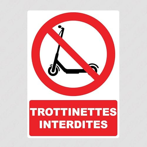 1 Autocollant de 20 CM Panneau Trotinettes interdites