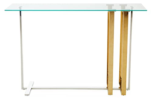 Premier Housewares Console Table/Hallway Console Table/Mounted Console Table/Luxurious Style Table/Stainless Steel Table/Intersecting Lines Table Dimensions W120 x D40 x H78cm.