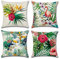 OCEUMACO Leinen Kissenbezug 50x50 Sommer Dschungel Kissenhülle 4er Set Quadratisch Sofakissen Dekokissen Bezug für Couch Natur Muster Kissen Kissenbezüge Outdoor Deko Couchkissen Zierkissen