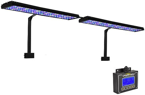 PopBloom LED Aquarium Light T75 Reef Lampe Aquarium Beleuchtung Led Meerwasser Led für 180cm 72inch Aquarium Marine Reef (2 T75 mit Armhalterung)