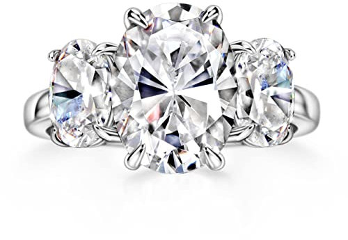 Michooyel S925 5,6 cttw ovaler Schliff 3-Stein-Verlobungsring Hochzeitsversprechen Ring Sterlingsilber Ehering für Frauen 16.5