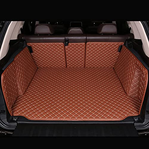 Auto Leder Kofferraummatte Für Skoda for Enyaq IV 2020-2023, Vollständige Abdeckung Leder Kofferraumwanne Antirutschmatte Schutzmatte Zubehör, D-Brown