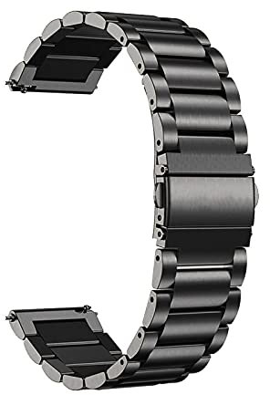 Bracelet de Montre en Acier Inoxydable 20mm Compatible avec Huawei Watch 2/ GT 2 42mm Band, Homme Femme (Noir)