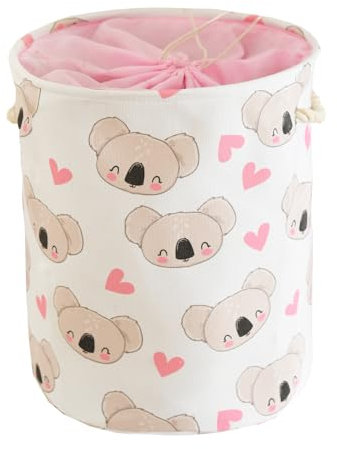 Panier À Linge Pour Bébé, Panier À Linge Pliable Pour La Chambre De Bébé, Panier Rose Pour Enfants Avec Poignée, Boîte De Rangement Pour Jouets Pour Filles Avec Fermeture À Cordon (Koala)