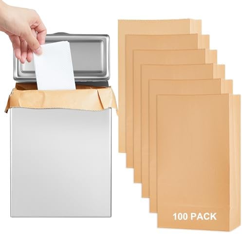 Tioncy Sanitary Napkin Receptacle with 100 Feminine Hygiene Liner Bag Wall Mounted Tampon Holder for Bathroom Sanitary Napkin Disposal Bags Tampon Disposal Bin for Home Public Restrooms (Kraft Bag)