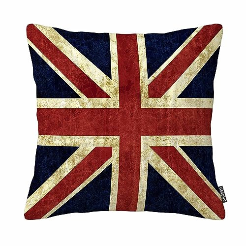 GSRONY Dekorativer Kissenbezug, Vintage-Stil, britische Flagge, mit Reißverschluss, 45,7 x 45,7 cm (zwei Seiten)