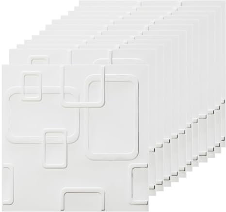 JOLOV Paneles de Pared 3D 30 x 30cm, 12 Piezas Para Decoratión de Pared 3D PVC, de alta rigidez, inodoro, blanco mate, para Interior, despacho, sala de juegos