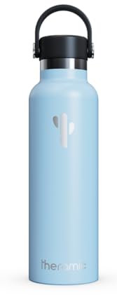 Theramic - Botella Agua Térmica 600 ml en Acero Inoxidable con doble pared y recubrimiento interno cerámico. (Azul)