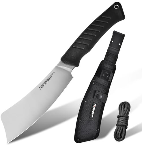 TONIFE Hercules Couteau Full Tang Couteau à Lame Fixe avec étui et Paracorde, Couteau de Brousse avec Lame Tranchante 8Cr14MoV pour l'extérieur, le Camping et la Survie