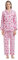 GLOBAL Ensembles de Pyjama pour Femme 100% Coton Vêtements de Nuit Manches Longues Boutonné Pantalon Taille élastiquée Cordon de Serrage,Rose, Fraise,M