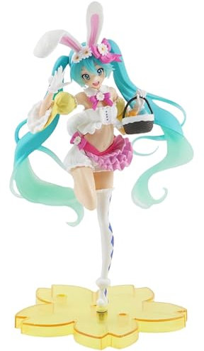 Miku Anime Figures Anime Figurine with Rabbit Ears and Flower Basket 23cm Model Statues for Decoration