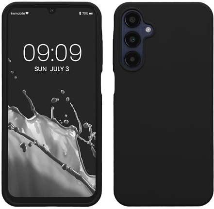 kwmobile Case for Samsung Galaxy A25 Case - Soft Cover - Shockproof Silicone - Wireless Charging Black