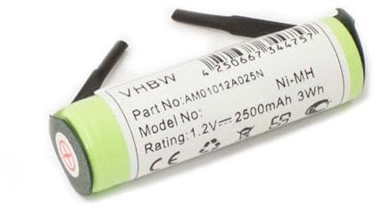 vhbw 1x Akku Ersatz für Braun 180AAH für elektrische Zahnbürste (2500 mAh, 1,2 V, NiMH)