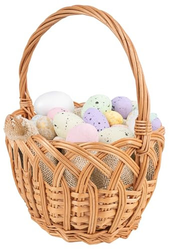 Creative Home Kinder Ovaler Weidenkorb mit Henkel | Klein 19 x 14 x 21 cm (+/- 1 cm) | Osterkorb Osterkörbchen | Handgeflochtener, kleiner, Geschenkkorb, Bügelkorb | Naturfarbe