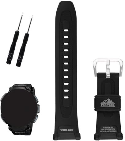 XIW Ersatz-Uhrenarmband für Casio Proterk PRG-240 PRG-40 Pro terk, Harz, kompatibel mit 10631626, silberfarbene Schnalle