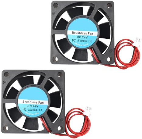 Jopto 2PCS Mini Brushless Silent 3D Printer Cooling Fan 60x60x20mm 6020 DC 24V Fan With 2 Pin Terminal Compatible With Laptop 3D Printer PC CPU Computer Cases For DIY With 30cm/11.81inch Cable