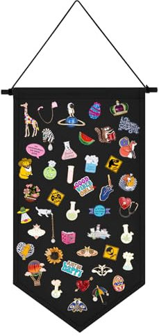 Kunyeah Broschen-Organizer, Aufbewahrungsbox, bunte Leinwand, Pinnwand, Ständer, Emaille, Anstecknadel, Abzeichen, Hänge-Halter, Display, Banner, Ohrringe, Sammlungshalter – Stifte nicht im