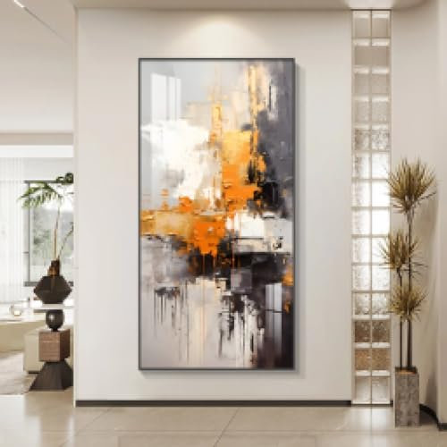 DHHXY Moderne minimaliste orange abstrait vertical art peinture sur toile murale salon affiche murale décoration peinture XXL 60x120 cm sans cadre