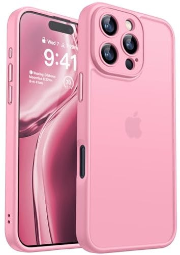 CANSHN Upgrade für iPhone 16 Pro Hülle mit Kameraschutz (TOP Militärschutz) Minimalistische Transluzente Matte Schutzhülle Extrem Haltbarkeit Hülle iPhone 16 Pro Case Stoßfest, Rosa