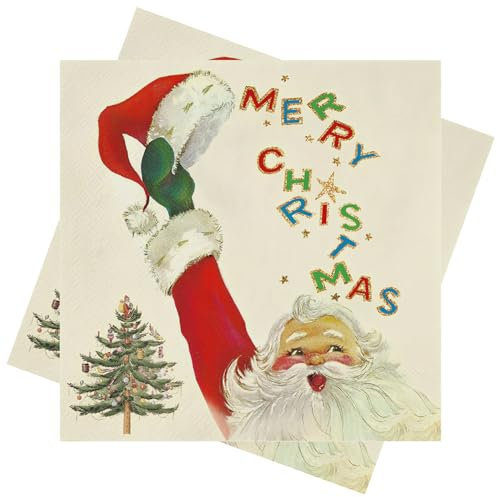 40 Stück Servietten Weihnachten Lustige Weihnachtsmänner 3-Lagig Weihnachtsservietten 33x33 Papierservietten Weihnachten Servietten Weihnachts Tischdeko