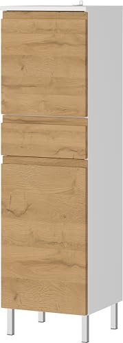 Germania Schrank 4333-559 GW-Torrance, in Weiß/Eiche, grifflos, 34 x 120 x 34 cm (BxHxT)