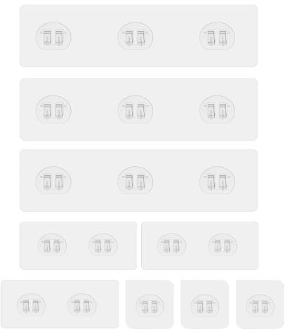 12 Pack Shower Adhesive Hooks, Shower Caddy Adhesive Replacement Transparent Adhesive Hooks Stickers Strong Hook Strip for Shelf Shower Caddy Kitchen Racks Bathroom Storage Racks Soap Holder