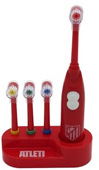 CyP Brands-Atletico de Madrid, Toothbrush, Toilet, Oral Hygiene, Vibrating Brush, Battery Operated, Red, Official Product