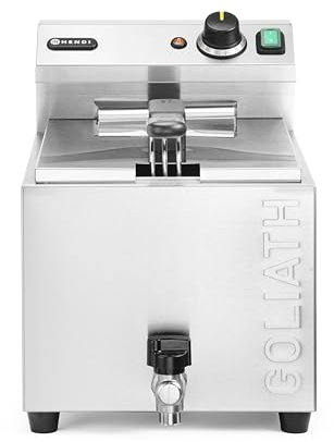 MBH - Freidora industrial eléctrica XL 10 litros 10 KW alta potencia GOLIATH para hostelería. Freidora profesional profunda con grifo para bar y restaurante.