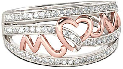 Love Elegant Day Set Pierced Mother Ring Damen Modeschmuck Ringe Orb Ring, 9, Kupfer, Kein Edelstein