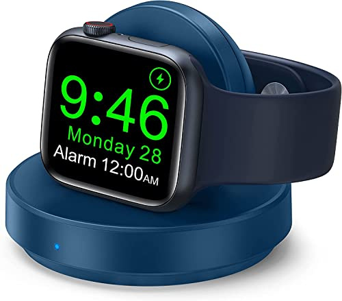 Wireless Charging Station for Apple Watch, Ultra Quick Charging Dock Stand, Magnetic iWatch Charging Holder, Portable Mini Travel Charger for iWatch Series 10/9/8/7/6/5/3/2/SE (blue)