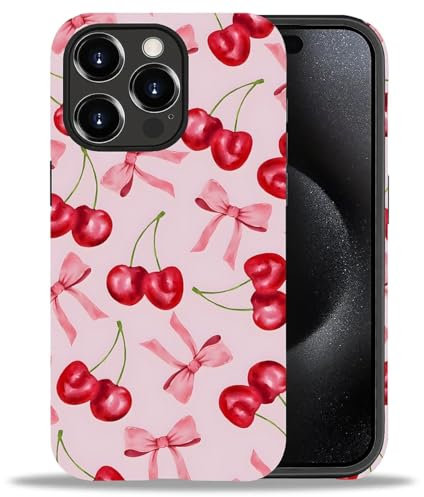 Cute Case Compatible with for iphone 16 Pro, Cherry Phone Case for Women Girl Men-Durable Protection Case for iphone 16 Pro