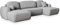 Masseno Ecksofa Savona P mit Schlaffunktion U-Form, Sofa mit Bettkasten, Wohnzimmersofa, Couch, Soffa, Bettsofa, Couchgarnitur- Hellgrau, POSO 55