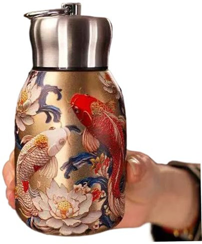 Stainless Steel Water Bottles, Insulated Water Bottle, 300ml Portable Stainless Steel Leakproof Travel Vacuum Bottle with Handle for Kids Couple