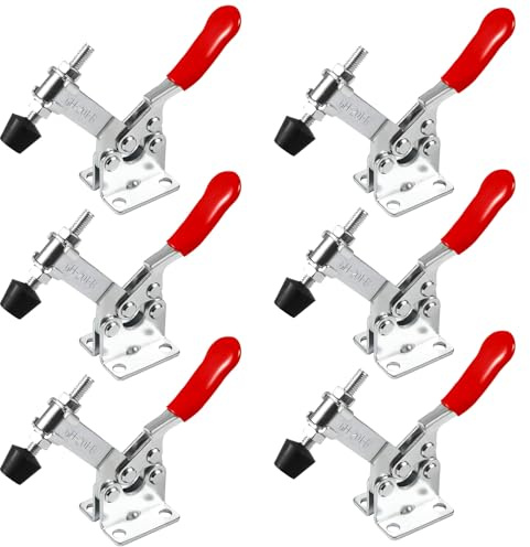 TTYSHIP® 6 Pcs Sauterelle de Serrage, GH-201B Sauterelle de Serrage de Maintien Environ 90Kg, Pince à Bascule pour Menuiserie, Machines, Soudage