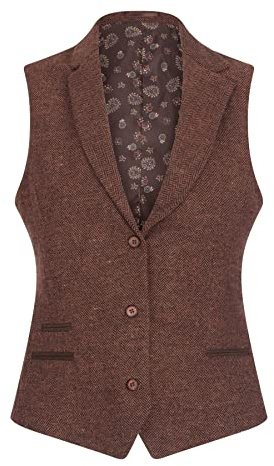 Infinity Leather Women's Herringbone Wool Tweed Check Blazer