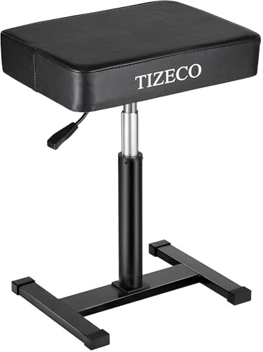 TIZECO Klavierbank, höhenverstellbar, PU-Leder, gepolstertes Kissen, Schwarz