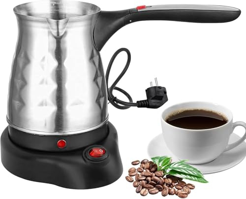 PawwJoy Elektrische türkische Kaffeekanne, 500 ml, schnell kochende Kanne mit bequemem Griff, langer Griff für Zuhause, Café, 600 W