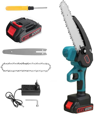 Mini Tronçonneuse à Batterie, 8 Pouces Tronçonneuse Électrique sans Fil, Scie à Chaîne Compacte 3000W pour Couper du Bois et Tailler des Branches dans le Jardin (1 Batterie)