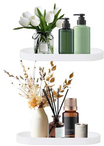 2 Stück Deko Tablett für Badezimmer 24.5*11*2cm Kosmetik Tablett Badezimmer | Ablageschale Oval Badezimmer Tablett Silikon für Waschbecken, Schminktisch, Küchenspüle, Schlafzimmer, Badewanne, Weiß